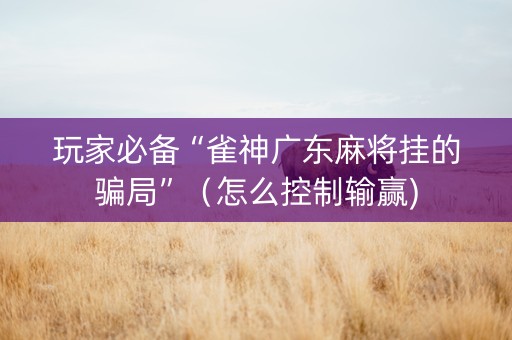 玩家必备“雀神广东麻将挂的骗局”（怎么控制输赢)