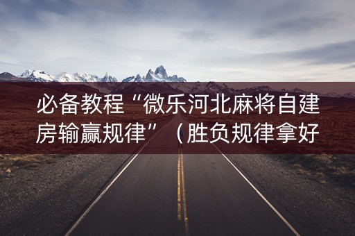 必备教程“微乐河北麻将自建房输赢规律”（胜负规律拿好牌)