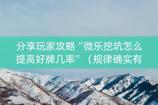 分享玩家攻略“微乐挖坑怎么提高好牌几率”（规律确实有挂)