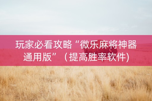 玩家必看攻略“微乐麻将神器通用版”（提高胜率软件)
