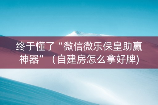 终于懂了“微信微乐保皇助赢神器”（自建房怎么拿好牌)