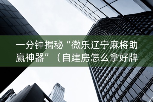 一分钟揭秘“微乐辽宁麻将助赢神器”（自建房怎么拿好牌)