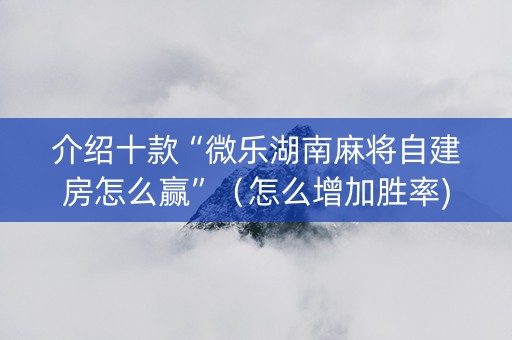介绍十款“微乐湖南麻将自建房怎么赢”（怎么增加胜率)