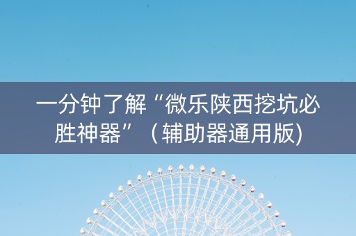 一分钟了解“微乐陕西挖坑必胜神器”（辅助器通用版)