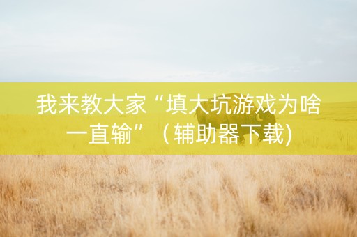 我来教大家“填大坑游戏为啥一直输”（辅助器下载)