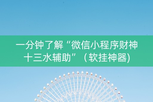 一分钟了解“微信小程序财神十三水辅助”（软挂神器)