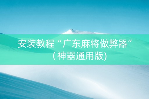 安装教程“广东麻将做弊器”（神器通用版)