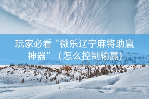 玩家必看“微乐辽宁麻将助赢神器”（怎么控制输赢)