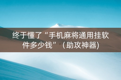 终于懂了“手机麻将通用挂软件多少钱”（助攻神器)