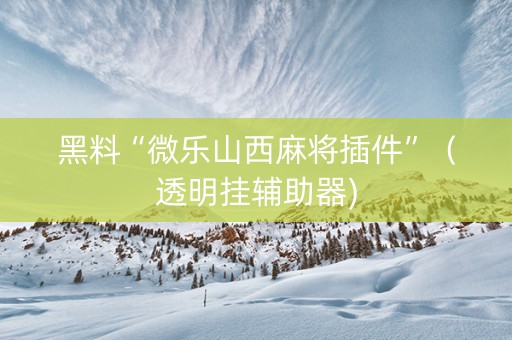 黑料“微乐山西麻将插件”（透明挂辅助器)