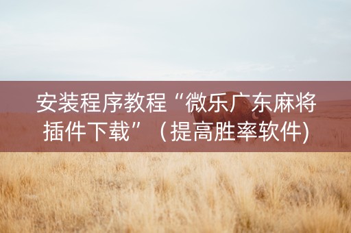 安装程序教程“微乐广东麻将插件下载”（提高胜率软件)