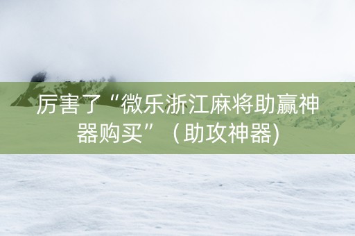 厉害了“微乐浙江麻将助赢神器购买”（助攻神器)