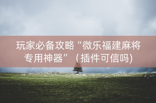玩家必备攻略“微乐福建麻将专用神器”（插件可信吗)