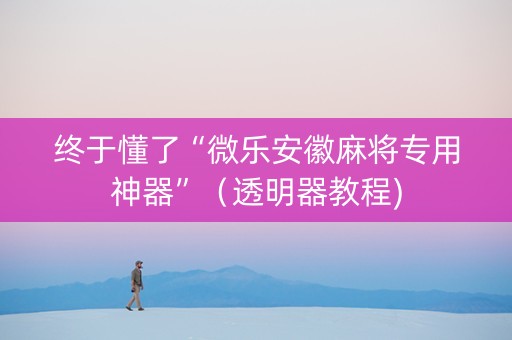 终于懂了“微乐安徽麻将专用神器”（透明器教程)