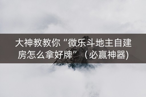 大神教教你“微乐斗地主自建房怎么拿好牌”（必赢神器)