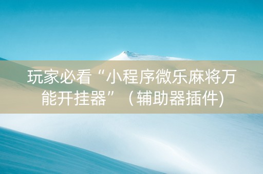 玩家必看“小程序微乐麻将万能开挂器”（辅助器插件)