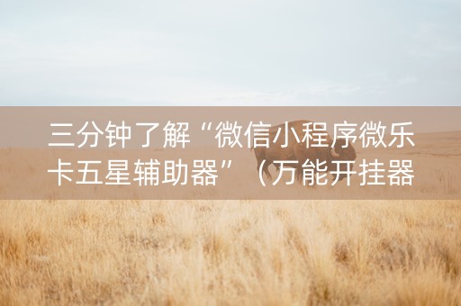 三分钟了解“微信小程序微乐卡五星辅助器”（万能开挂器)