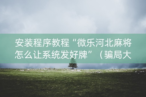 安装程序教程“微乐河北麻将怎么让系统发好牌”（骗局大揭秘)
