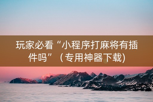 玩家必看“小程序打麻将有插件吗”（专用神器下载)