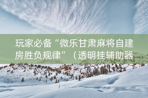 玩家必备“微乐甘肃麻将自建房胜负规律”（透明挂辅助器)
