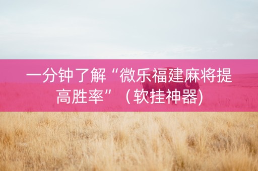 一分钟了解“微乐福建麻将提高胜率”（软挂神器)