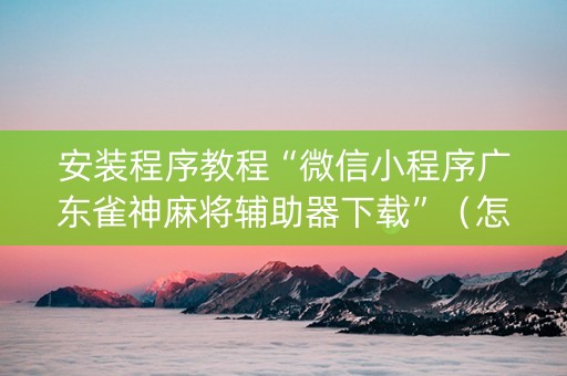 安装程序教程“微信小程序广东雀神麻将辅助器下载”（怎么能得到好牌)