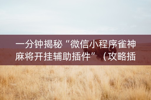 一分钟揭秘“微信小程序雀神麻将开挂辅助插件”（攻略插件)