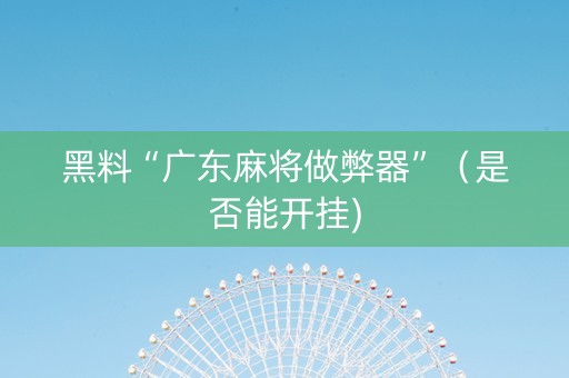 黑料“广东麻将做弊器”（是否能开挂)