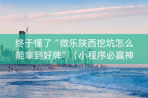 终于懂了“微乐陕西挖坑怎么能拿到好牌”（小程序必赢神器)