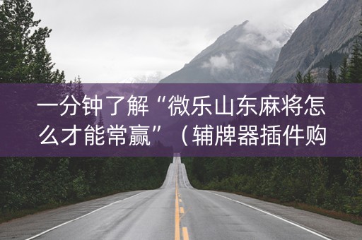 一分钟了解“微乐山东麻将怎么才能常赢”（辅牌器插件购买)