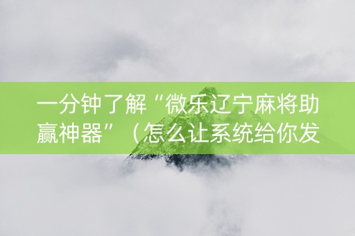 一分钟了解“微乐辽宁麻将助赢神器”（怎么让系统给你发好牌)