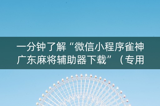一分钟了解“微信小程序雀神广东麻将辅助器下载”（专用神器下载)