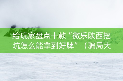 给玩家盘点十款“微乐陕西挖坑怎么能拿到好牌”（骗局大揭秘)