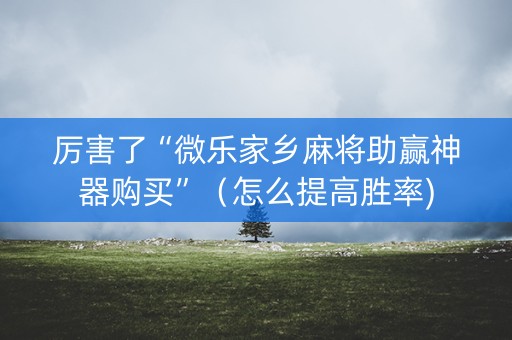 厉害了“微乐家乡麻将助赢神器购买”（怎么提高胜率)