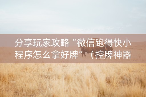 分享玩家攻略“微信跑得快小程序怎么拿好牌”（控牌神器)