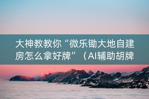 大神教教你“微乐锄大地自建房怎么拿好牌”（AI辅助胡牌规则)