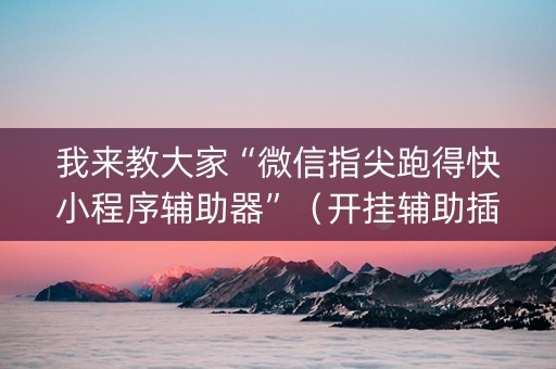 我来教大家“微信指尖跑得快小程序辅助器”（开挂辅助插件)