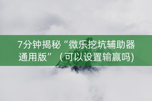 7分钟揭秘“微乐挖坑辅助器通用版”（可以设置输赢吗)