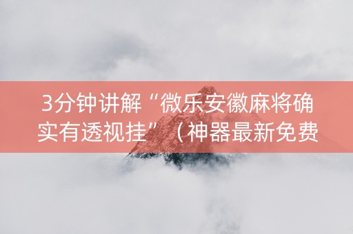 3分钟讲解“微乐安徽麻将确实有透视挂”（神器最新免费)