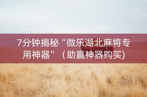 7分钟揭秘“微乐湖北麻将专用神器”（助赢神器购买)