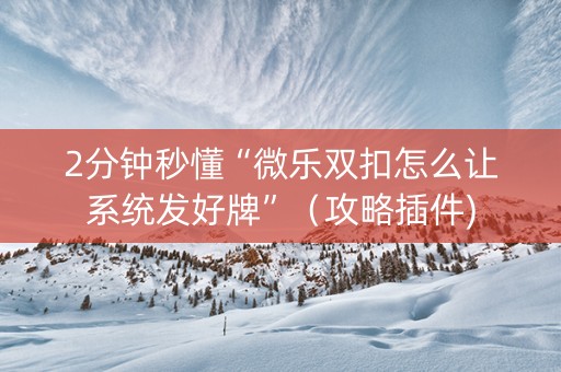 2分钟秒懂“微乐双扣怎么让系统发好牌”（攻略插件)