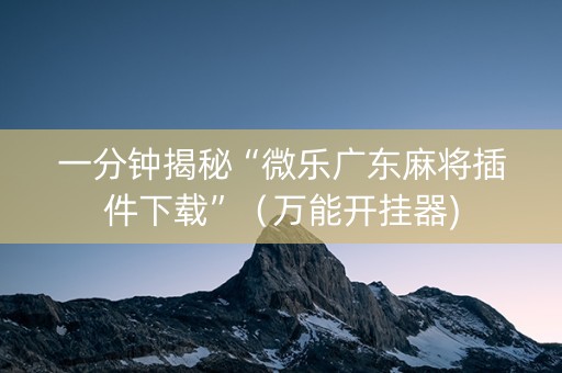 一分钟揭秘“微乐广东麻将插件下载”（万能开挂器)