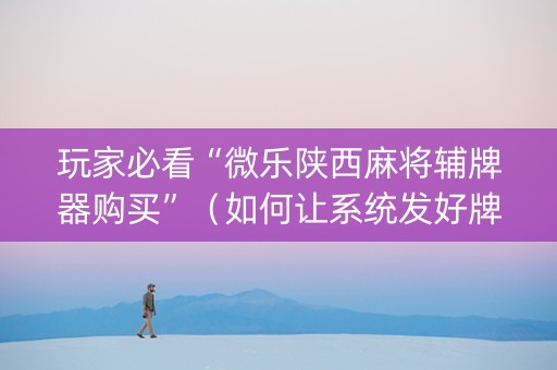 玩家必看“微乐陕西麻将辅牌器购买”（如何让系统发好牌)