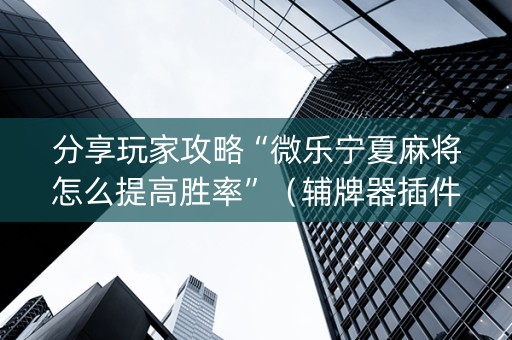 分享玩家攻略“微乐宁夏麻将怎么提高胜率”（辅牌器插件购买)