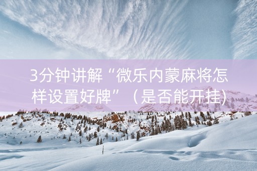 3分钟讲解“微乐内蒙麻将怎样设置好牌”（是否能开挂)