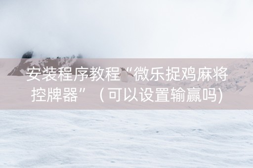 安装程序教程“微乐捉鸡麻将控牌器”（可以设置输赢吗)
