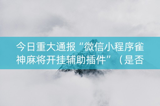 今日重大通报“微信小程序雀神麻将开挂辅助插件”（是否能开挂)