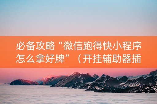 必备攻略“微信跑得快小程序怎么拿好牌”（开挂辅助器插件)