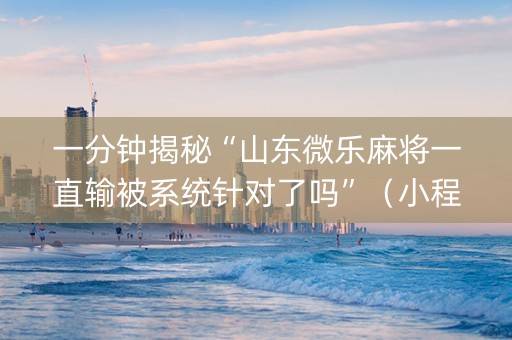 一分钟揭秘“山东微乐麻将一直输被系统针对了吗”（小程序必赢神器)