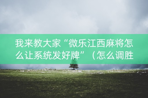 我来教大家“微乐江西麻将怎么让系统发好牌”（怎么调胜率)
